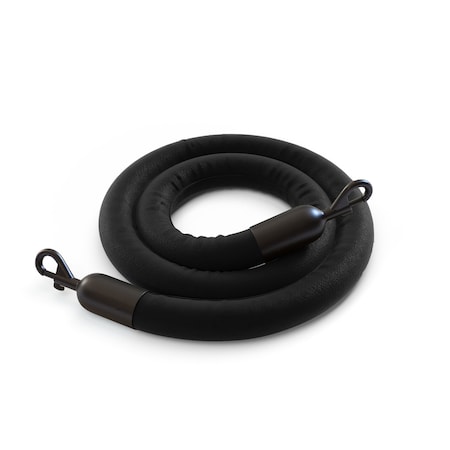 Naugahyde Rope Black With Black Snap Ends 6ft.Cotton Core